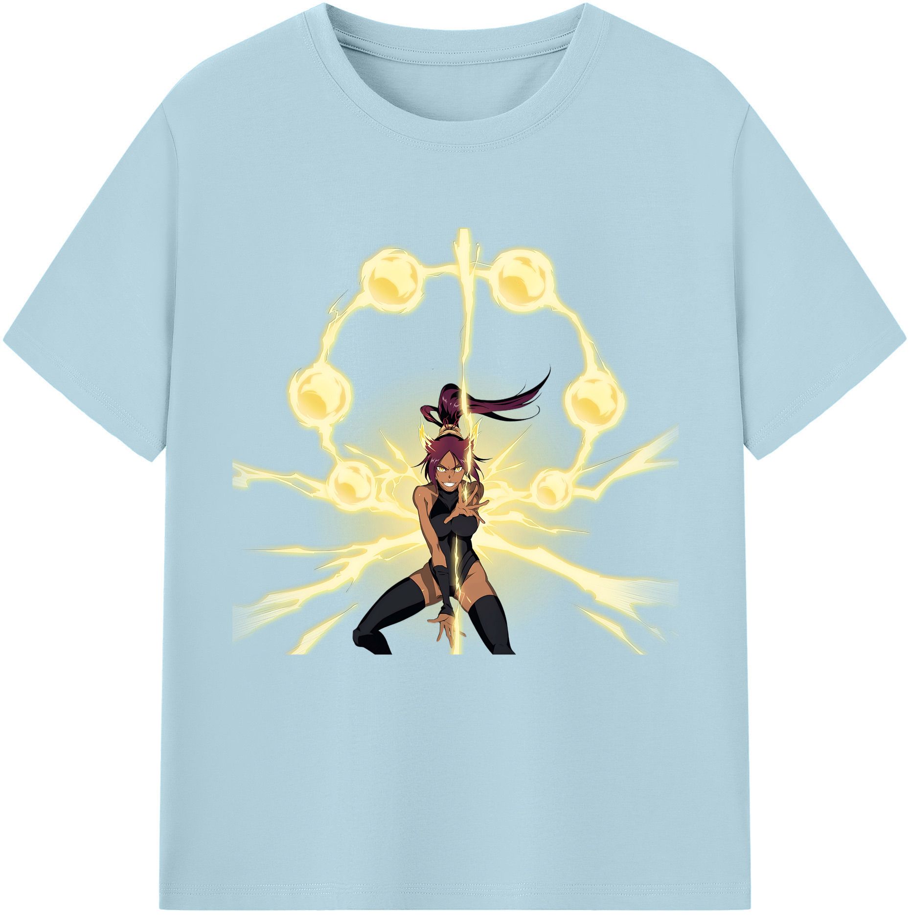 （画像用） ブリーチ 四楓院 夜一（しほういん よるいち） BLEACH Shihouin Yoruichi 綿100％半袖Tシャツ（フロントプリント）